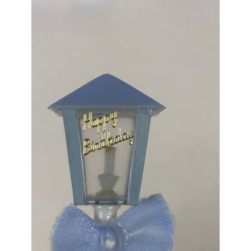 Vintage WILTON Happy Birthday Street Lamp Cake Toppers Decoration Blue Qty 8
